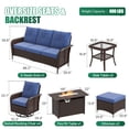 thumbnail image 5 of Sunmthink 10-Piece Patio Furniture Set, High Back Swivel Rocker Chairs with Thick Cushions, Wicker Rattan Outdoor Sectional Sofa with Fire Pit & Ottoman, Blue, 5 of 7