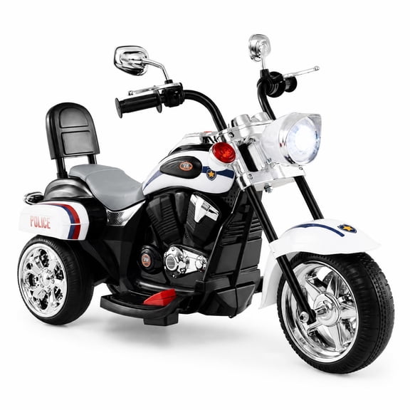 ELLEGNT Kids 6V 3-Wheel Electric Motorcycle Ride On Toy with Headlight and Horn Ages 3 , Police