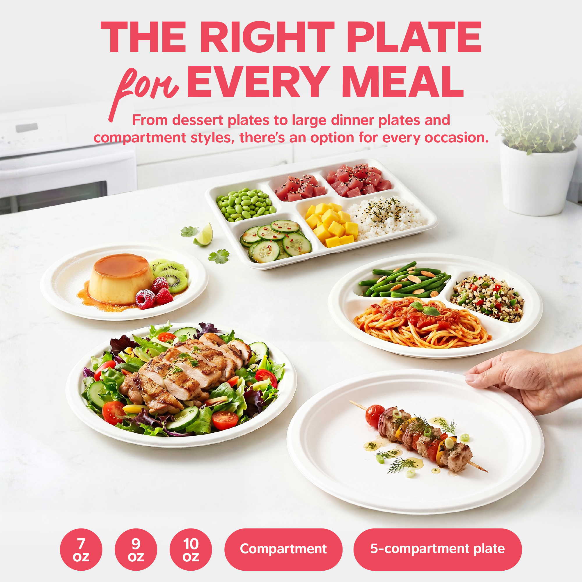 Gusto Compostable Paper Plates, 9", White, 125 Count photo 6