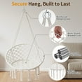 thumbnail image 4 of Garpans Hammock Chair Macrame Swing Chair Handmade Knitted Hanging Cotton Rope Chair for Indoor/Outdoor Home Patio Deck Yard Garden Reading Leisure Beige, 4 of 13
