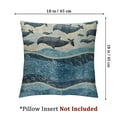 thumbnail image 4 of Whale Fluffy Throw Pillow Cushion Cover, Cartoon Style Smiling Whales in a Row Swimming in Wavy Ocean, Decorative Square Accent Pillow Case,Dark Blue Grey Pale Blue, 4 of 7
