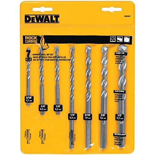 DEWALT Masonry Drill Bit Set, Percussion, Concrete & Block, 7Piece