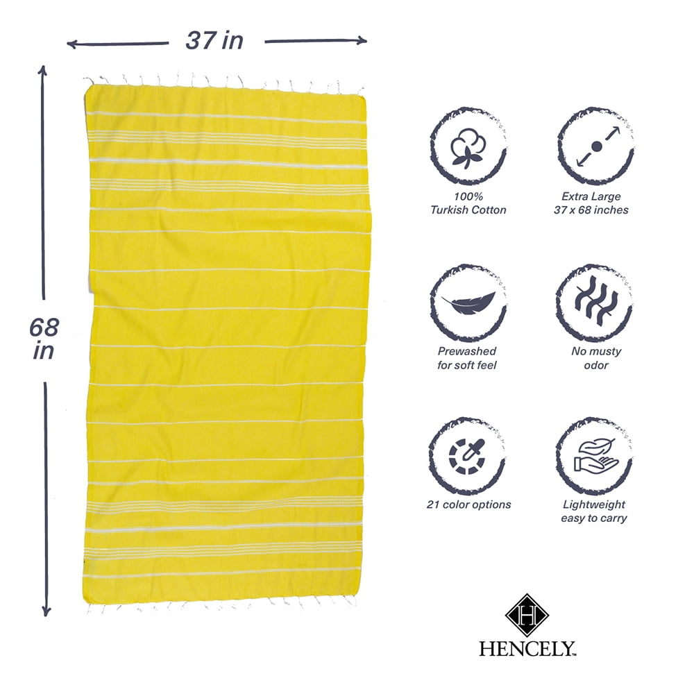 Hencely Turkish Beach Towel Colors - Set of 6