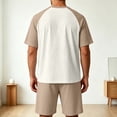 thumbnail image 4 of Sewkxo Mens Pajamas Set Lightweight Summer Pjs Sleepwear Soft Comfy Short Sleeve Sleep Set With Pocket,Khaki 3XL, 4 of 5
