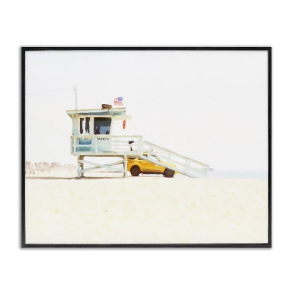 Stupell Industries Coastal Soft Light Lifeguard Station Black Framed Giclee Art, 14 x 11, by Kim Curinga