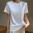 thumbnail image 2 of Diufon Women's Dressy Tops Stain Spring Summer Short/Half Sleeve Crewneck Shirts Trendy Basic Business Blouses, 2 of 3