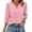 001_Pink, variant on JGNGSHN 2025 Fall Clothes for Women Cute Plain V Neck 3/4 Sleeve Length Tunic Tops Casual Loose Fit Vocation Basic Tees