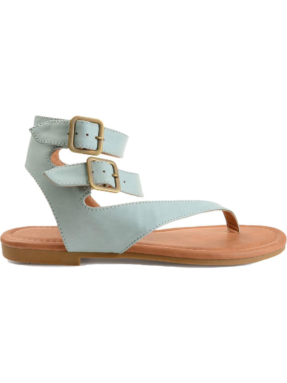 Journee Collection Womens Kyle Faux Leather Ankle Straps Flat Sandals