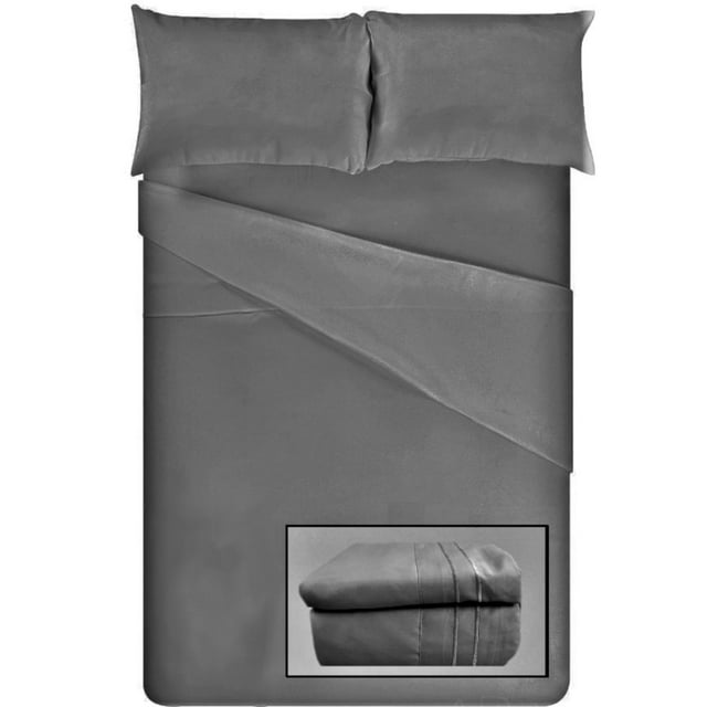 ViscoLogic Series Egyptian Comfort - Silky Smooth Lightweight Bedsheet Set - Brushed Micro - Deep Pocket - Grey (Queen)