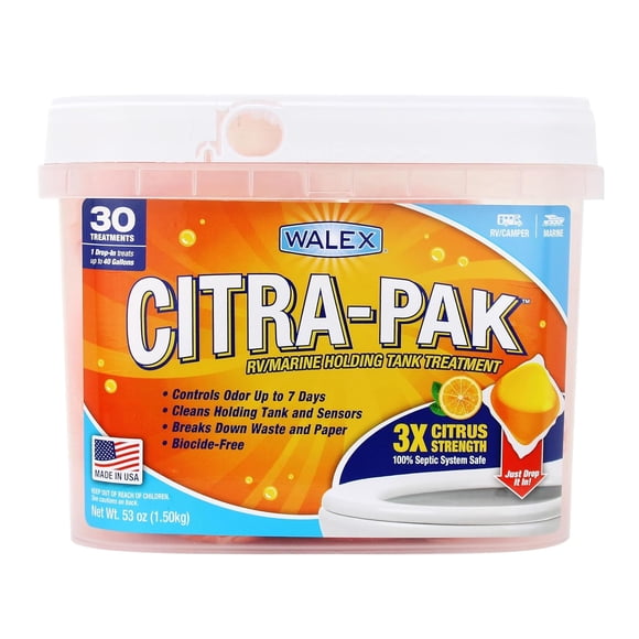 Desodorizador de tanque de retención Walex Citra-Pak RV/Marine, paquete de 30