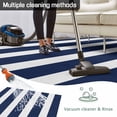 thumbnail image 5 of Navy Blue Stripe Outdoor Rug 3x5 Ft - Reversible Patio Rug Outdoor Camping Rugs, Modern Simple Geometric White Striped Washable Indoor Outdoor Area Rugs, Non-Slip Outdoor Carpet Runner for Deck/Porch, 5 of 8