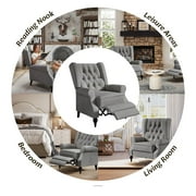 Merluxy Recliner Chair for Living Room,Classic Tufted,Widened Armrest and High Wingback,Fabric Gray