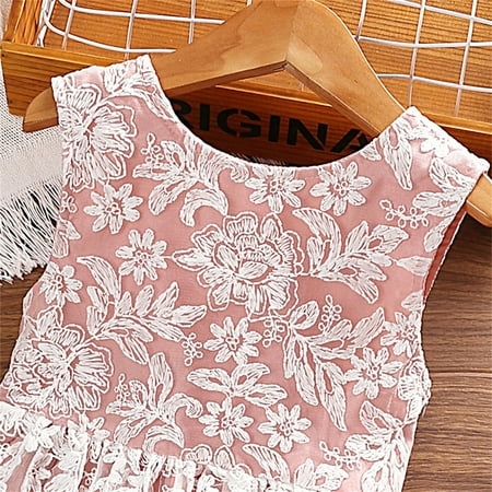 

PEASKJP Beach Dresses for Girls Toddler Girls Sleeveless Boho Ruffled Vintage A-Line Tulle Summer Dress Strappy Swing Maxi Dresses for Girls 2023 Pink 3-4 Years
