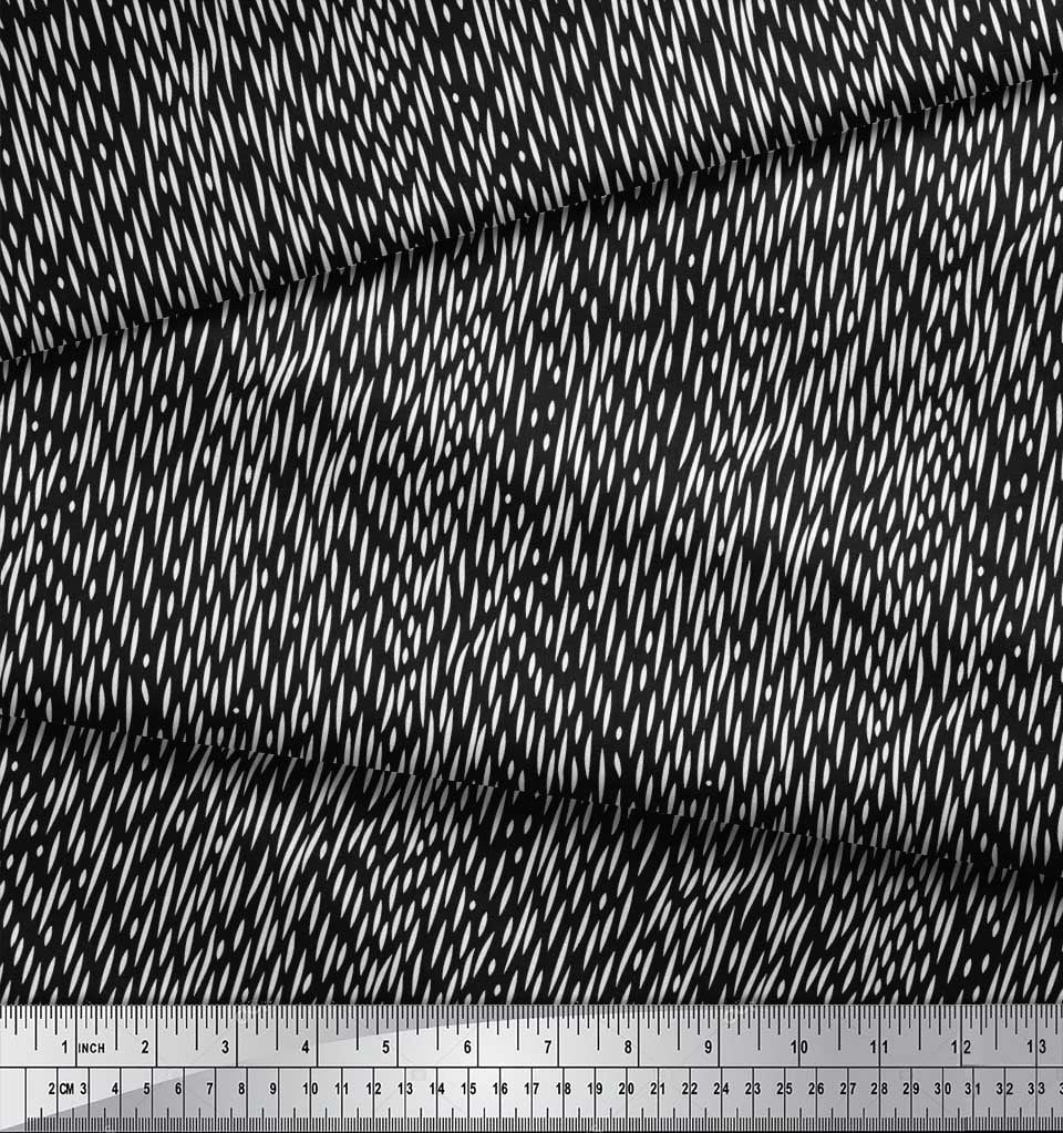 Soimoi Black Heavy Canvas Fabric Brush Stroke Abstract Decor Fabric Printed Yard 58 Inch Wide