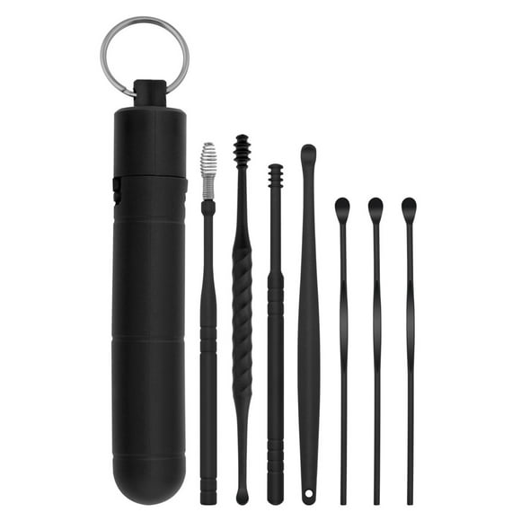 Yeacher 7pcs/set Ear Wax Removal Tool Stainless Steel Earpick Dual-end Wax Remover Curette Ear Pick Cleaner Spoon with Storage Case