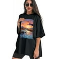 thumbnail image 3 of Plus Size Shirt for Women Oversized Black Tops for Women Short Sleeves Shirt for Women T Shirt Crewneck Shirt for Women M, 3 of 5