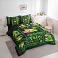 thumbnail image 3 of Homewish Chic Cool Frogs 7 Pieces Bedding Comforter Set,Patchwork Geometric Checkered Full Bedding Set,Green Mushroom Pink Lotus Fitted Sheet Flat Sheet,Microfiber Bedroom Decor Reversible, 3 of 8