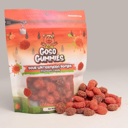 Goso Gummies Sour Watermelon Gusher Bombs – 6oz Bag – Sour Watermelon Juice-Filled - Viral Premium Candy