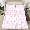 thumbnail image 2 of jejeloiu Kawaii Bowtie Ribbon Full Size Sheets,Pink Cute Bowknot Bed Sheets For Girls Teens 4-Piece, 2 of 7