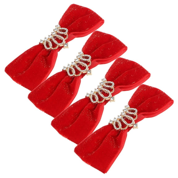 Clispeed Puppy Hair Clips Pet Headdress Red Cloth 4Pcs for Wedding Party Style