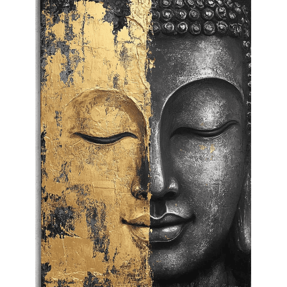 Gold and Black Buddha Canvas Painting Wall Art,Suitable for Living Room, Bedroom, Yoga Studio, Meditation Room, and Office Decor.