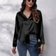 thumbnail image 5 of Blusa De Satén Negra Camisa De Manga Larga Casual Con Botones Ajustados En La Parte Delantera Blusa De Satén Suelta Para Mujer, 5 of 7