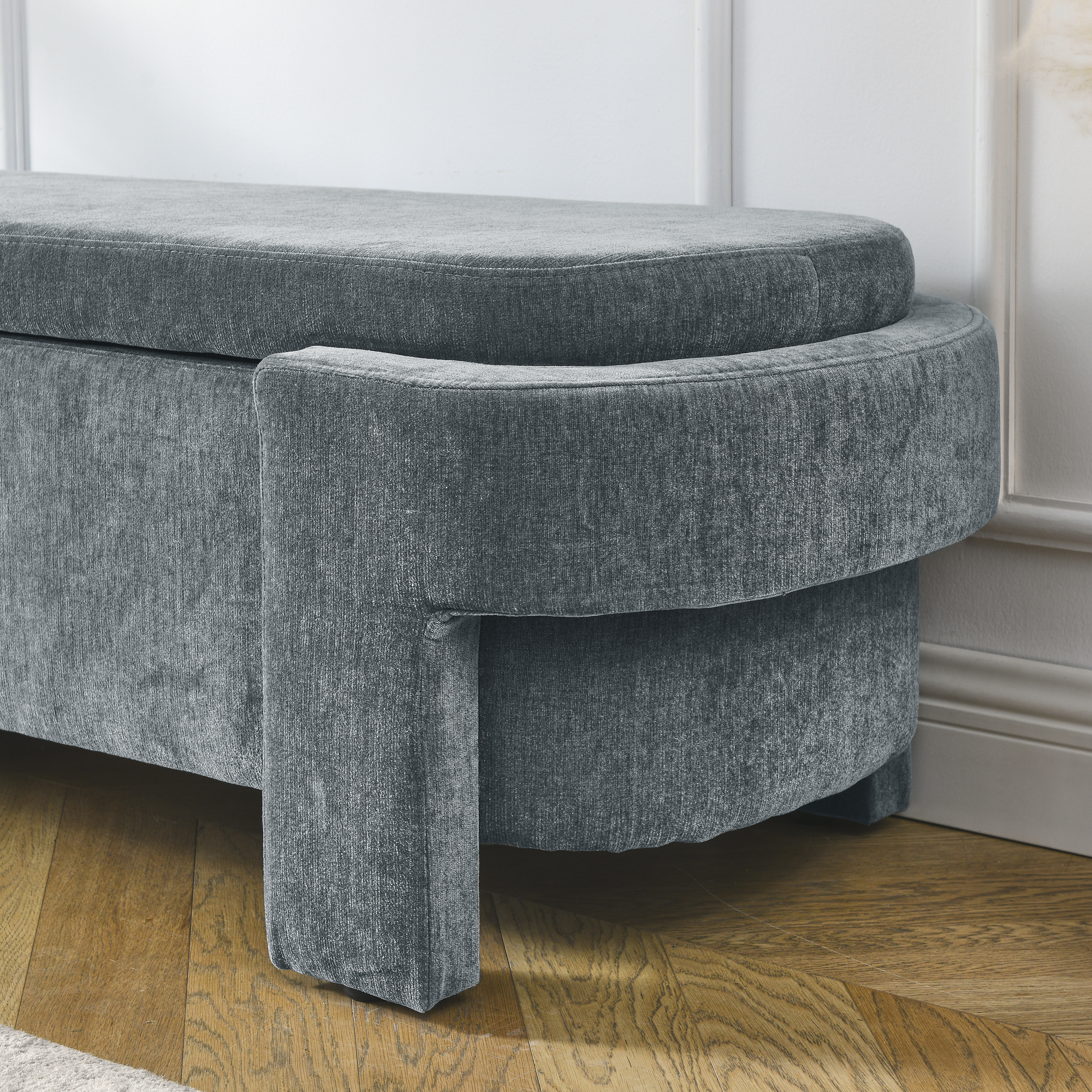 Jopath 51.5" Linen Fabric Upholstered Bench with Large Storage Space, End of Bed Storage Ottoman for the Living Room, Entryway and Bedroom, Gray