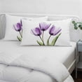 thumbnail image 4 of Purple Tulip Throw Pillow Cover, Pillowcase Protectors with Zipper, Breathable Decorative Lumbar Pillow Case Cover, Aesthetic&nbsp;Pastoral Flower Floral Spring Pillow Shams for Couch Sofa 16x24Inch, 4 of 8