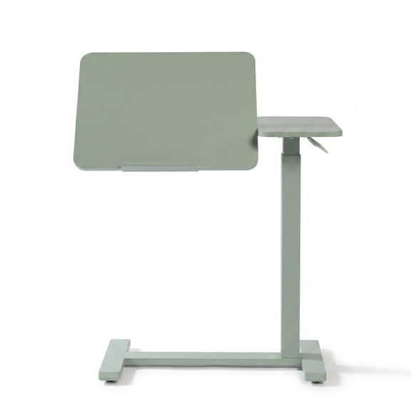 Overbed Table Adjustable Height 30"-43", Rolling Laptop Desk with Wheels, Tilt Split Top Over Bed Table for Hospital, Home, or Bedroom Use, Portable Bedside Table Stand (Tiltable Top, Green)
