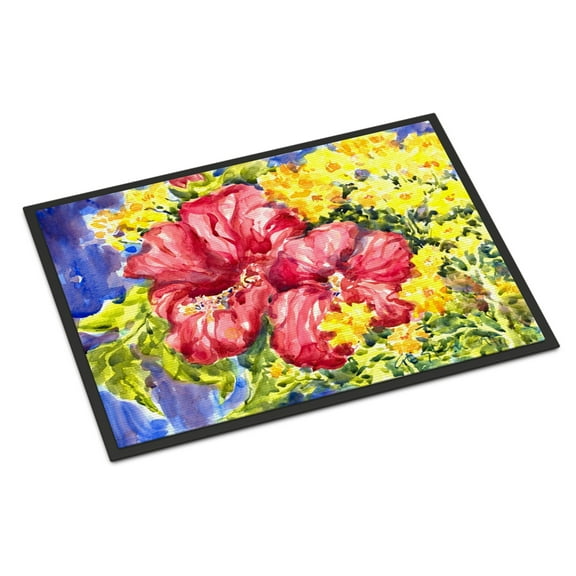 Carolines Treasures 6056MAT Flower - Hibiscus Door Mat Indoor Rug or Outdoor Welcome Mat 18X27 Doormat 27"L x 18"W