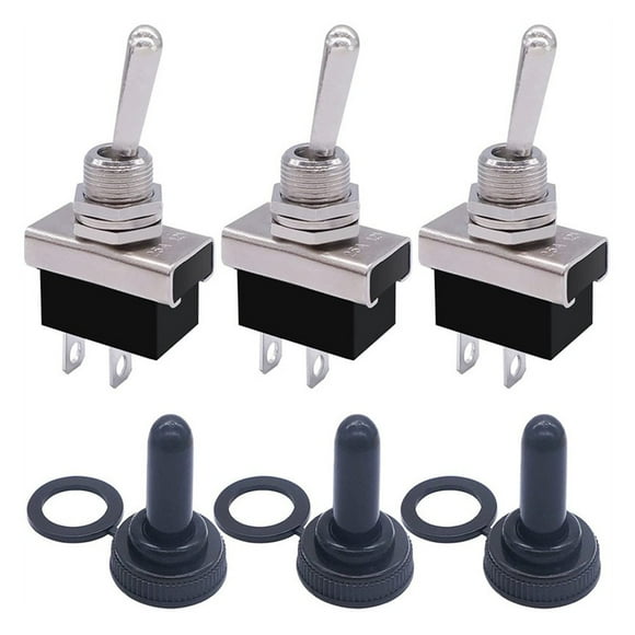 Chendee 3 Pcs Two Way Switch, Toggle Switch 12V 25A 2 Pin Switch With Waterproof Cover