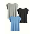 thumbnail image 2 of ZOELNIC 3 Pack Women's Short Sleeve V-Neck T-Shirts - 2025 Summer Fashion Loose Fit Cute Tees Trendy Basic Tops, M, 2 of 3