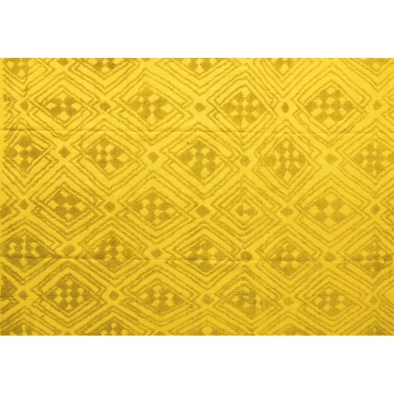 Ahgly Company Machine Washable Indoor Rectangle Abstract Yellow Modern Area Rugs, 5' x 7'