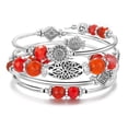 thumbnail image 1 of Fulu Autumn Pulseras Apilables Con Cuentas Para Mujer Boho Wrap Pulsera De Plata En Capas Joyería De Moda Regalos Para Ella (Naranja Brillante), 1 of 5