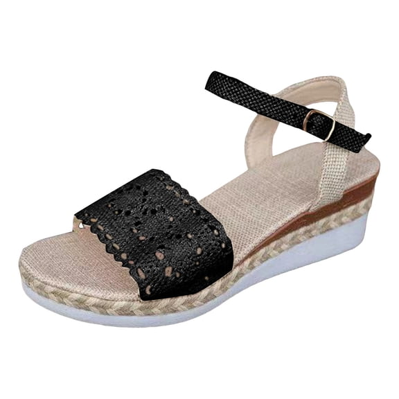 YLYL Wedge Sandals for Women Espadrilles Open Toe Ankle Strap Arch Support Comfortable Casual Summer Shoes