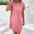 thumbnail image 6 of Sakmal Summer Dresses for Women 2025 Mini Short Sleeve Shift Ribbed Pink Dresses ,Sizes S-2XL, 6 of 9