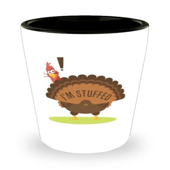Thanksgiving Shot Glass, I'M Stuffed - Turkey, Holiday Gift, Mini Glassware, 1.5oz Cup
