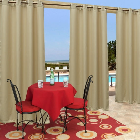 Cross Land Waterproof Outdoor Curtain for patio,garden,Balcony Anti Rust Grommet- Thermal Insulated Grommet Indoor Outdoor Curtain/Drape ,W54"xL108",Beige,1 Panel