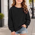 thumbnail image 2 of ATOGUTA Girls Crewneck Sweatshirt Black Kids Long Sleeve Sweatshirts Casual Fashion Spring Fall Clothes with Pockets Size 3T-14, 2 of 8