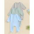 thumbnail image 2 of Bagilaanoe 3 Packs Newborn Footed Jumpsuit Baby Girls Boys Long Sleeve One-pieces 3M 6M Infant Romper Casual Clothing, 2 of 8
