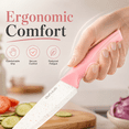 thumbnail image 5 of Xanapon 13-Piece Knife Set for Kitchen, Built-in Sharpener Block, German Stainless Steel, Dishwasher Safe, Pink, 5 of 9