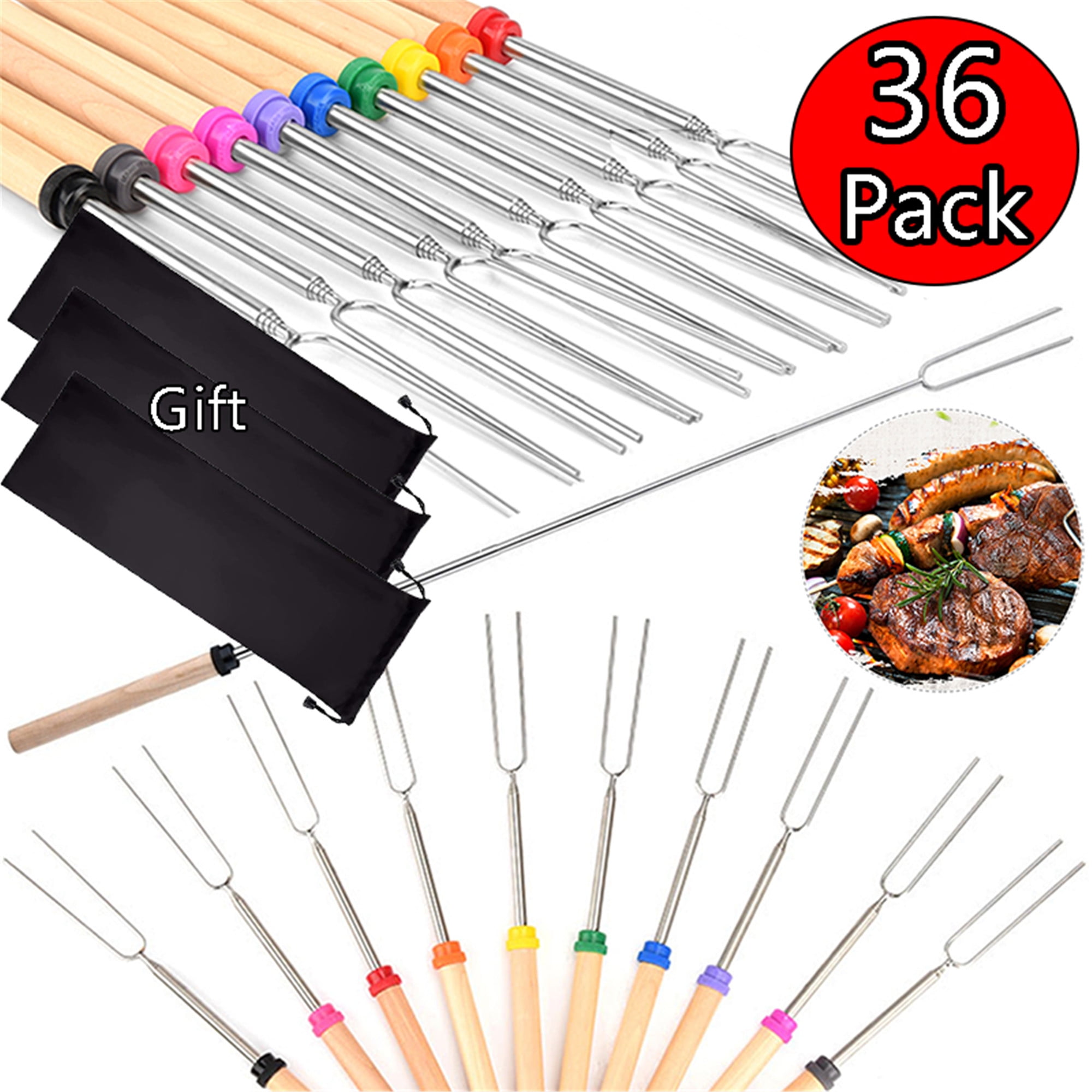 Elbourn 36 Pack Marshmallow Roasting Sticks Extendable Design