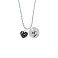 thumbnail image 2 of Delight Jewelry Silvertone Black Resin Heart with Tropical Crystals Silvertone Script Initial Disc - I - Charm Necklace, 20"+3", 2 of 4