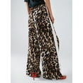 thumbnail image 5 of Women'S Cheetah Print Wide Leg Baggy Pants Y2k Side Loose Streetwear Trousers Brown & White. S, 5 of 8