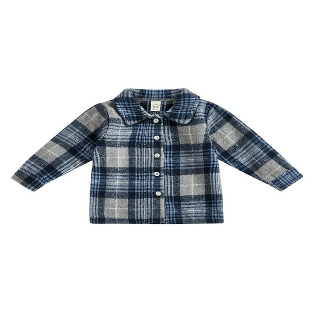 Chemises à Carreaux pour Garçons Printemps Automne Col Rabattu Manches Longues Boutonnées Blouses Décontractées