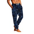 thumbnail image 3 of Men's Camouflage Print Jogger Pajama Pants, Drawstring Two Pocket Cuffed Lounge Sleep Trousers Nightwear Slacks, Blue, 3XL, 3 of 6