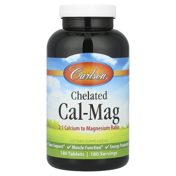 Carlson Chelated Cal-Mag, 180 Tablets