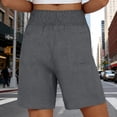 thumbnail image 6 of Yteetum Women's Cotton Linen Shorts Summer Mid Rise Elastic Waist Shorts Casual Solid Loose Lightweight Breathable Travel Vacation Shorts, 6 of 6