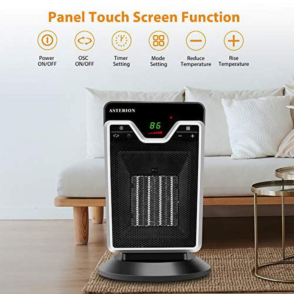 Ceramic Space Heater,ASTERION 1500W Portable Oscillating Electric Heater  with Adjustable Thermostat Remote,Personal Office Heater with Timer  Overheat Tip-over Small Safe Heater for Indoor Home Bedroom - Walmart.com