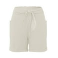 thumbnail image 4 of DHFJKG Women Summer Cotton Shorts Lightweight High Waisted Casual Elastic Waist Beach Shorts With Pockets Loose Fit Trendy Bottoms, 4 of 5